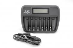 OXE Nabíječka baterií AA na 6 ks, s displejem a 8 ks nabíjecích baterií Varta 56706 R6 2100mAh NIMH basic